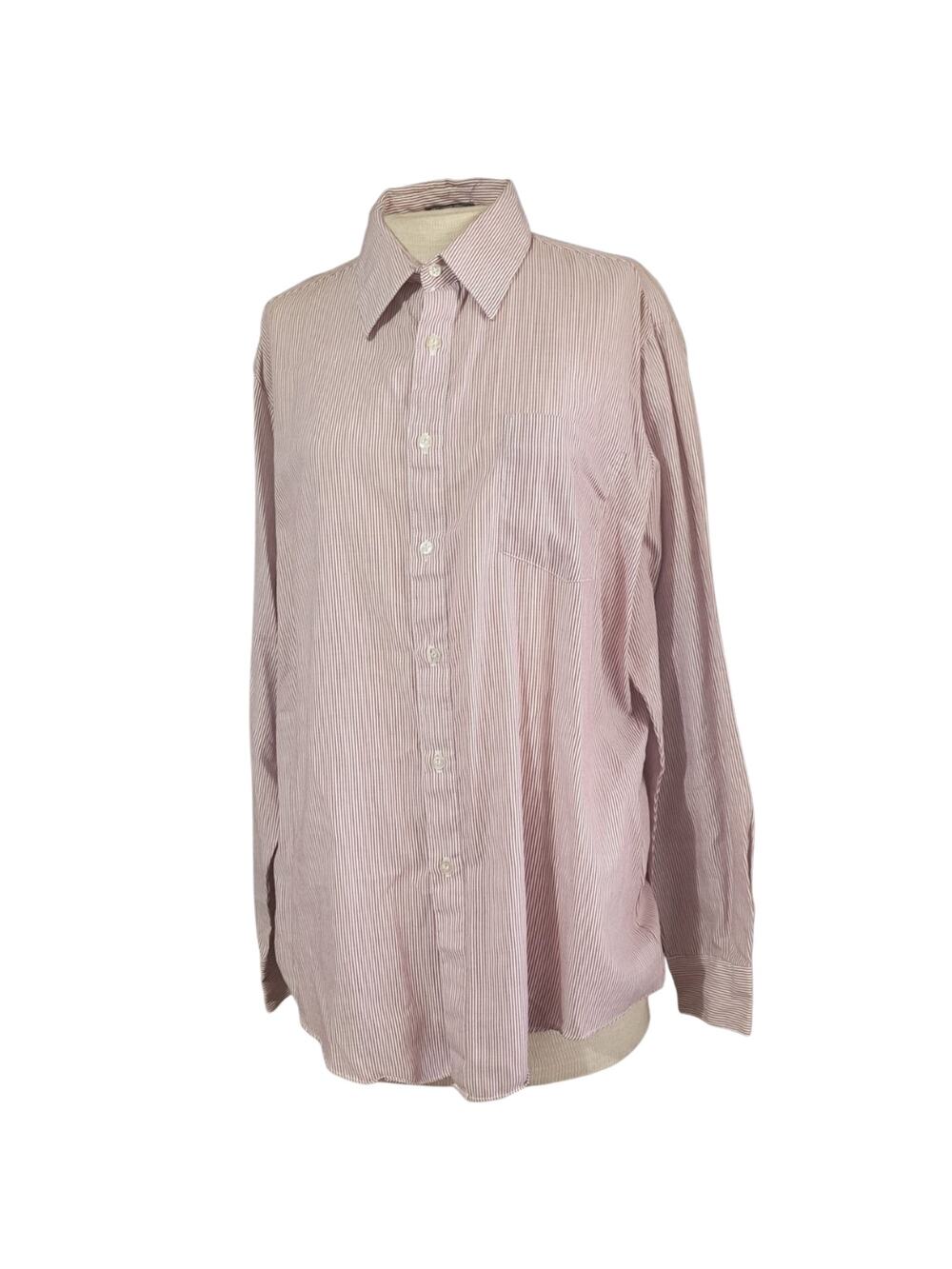 Vintage 70s Pin Striped Button Down Long Sleeve Shirt Size Large